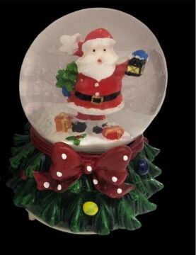 Motorlu Noel Baba Tasarımlı Püskürtme Müzikli Cam Kar Küresi