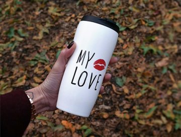 My Love - Bottle - Style Kapaklı Seramik Kupa Bardak