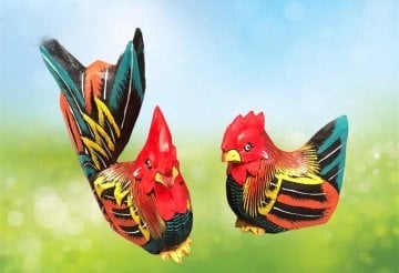 Horoz Tasarımlı Dekoratif Ahşap Biblo Battal (2 Adet)