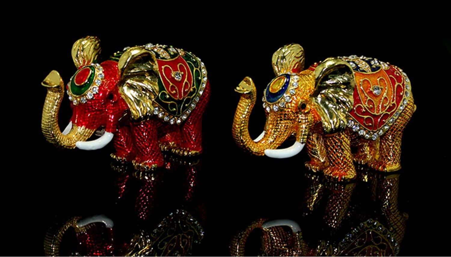 Dekoratif Swarovski Taşlı Tekli Fil Biblosu (16 cm x 6 cm)
