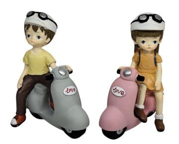 Polyester Motosiklet Üzerinde Kız Erkek Biblosu