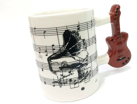 Gitar Kulplu Seramik Kupa Bardak