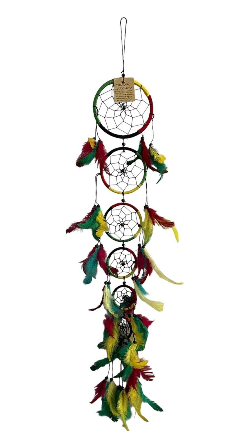 Renkli 7 Katlı Rüya Düş Kapanı Dream Catcher (60 cm x 11.5 cm)