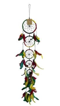 Renkli 7 Katlı Rüya Düş Kapanı Dream Catcher (60 cm x 11.5 cm)