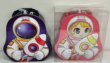 Sevimli Astronot Kız Erkek Roket Şeklinde Metal Kumbara