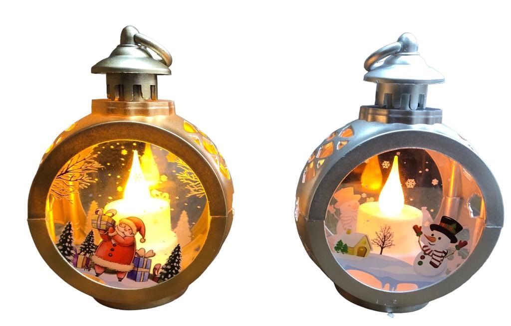 Dekoratif Işıklı Noel Baba Kardan Adam Mum Yılbaşı Biblosu
