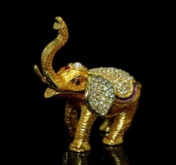Dekoratif Swarovski Taşlı Tekli Fil Biblosu (8 cm x 7 cm)