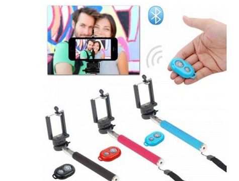 Selfie Çekim Çubuğu Bluetooth Uzaktan Kumanda Deklanşörlü