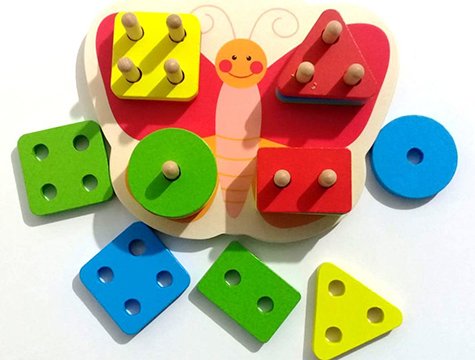 Ahşap Eğitici Kelebek Pimli Geometrik Şekilli Bul-Tak Oyuncak