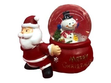 Mini Noel Baba ve Kardan Adam Yılbaşı Cam Kar Küresi