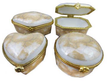 Granit Tasarım Altın Mücevher Kutu Seti (4 Parça)