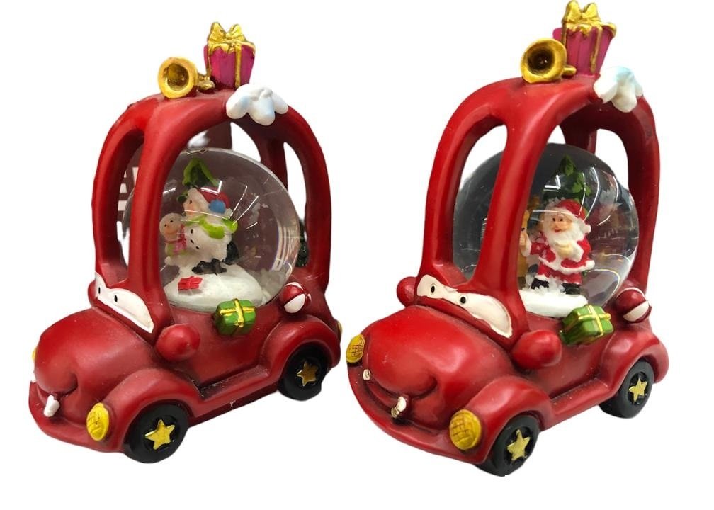 Arabalı Kardan Adam ve Noel Baba Yılbaşı Cam Kar Küresi