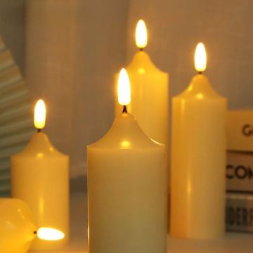 Pilli Silindir Görünümlü Dekoratif Mum