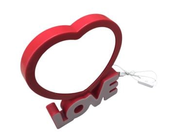 Kırmızı Kalp Love Şeklinde Ayna Led Işıklı Fotoğraf Çerçevesi