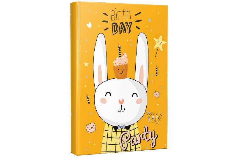 Tavşan Birth Day Party Tasarımlı Çizgili Not Defteri