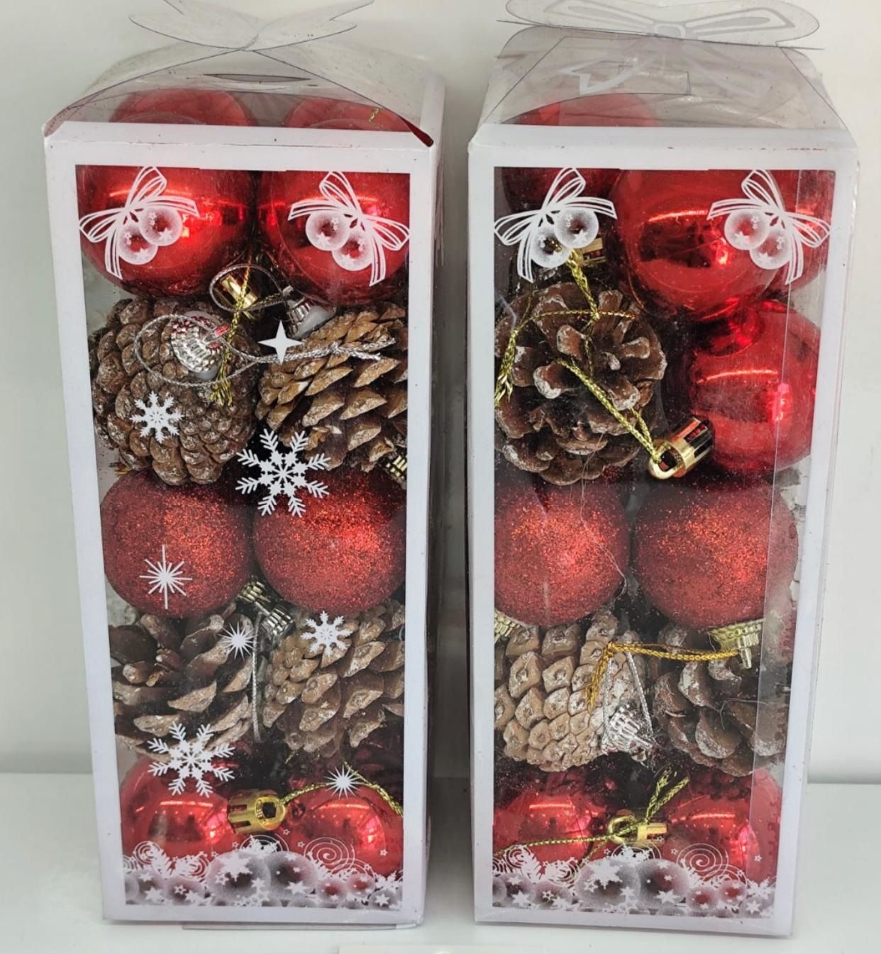 Yılbaşı Çam Ağacı Süsü Top  & Kozalak (20 Parça)