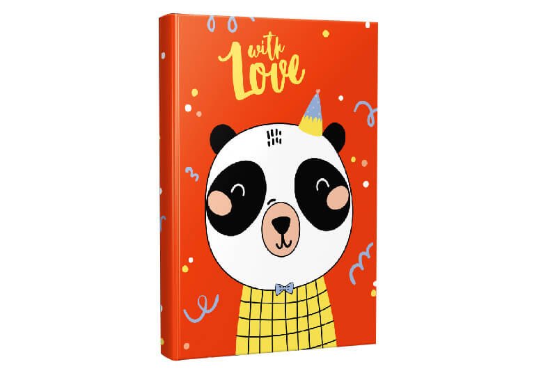 Panda With Love Tasarımlı Çizgili Not Defteri