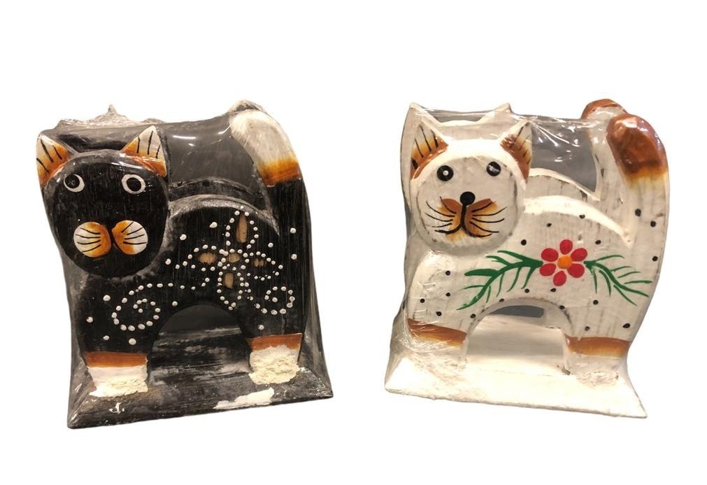 Dekoratif Ahşap Kedi Tasarımlı Peçetelik