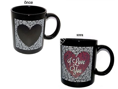 Sihirli Kalp Kupa Bardak Heart Beat Mug