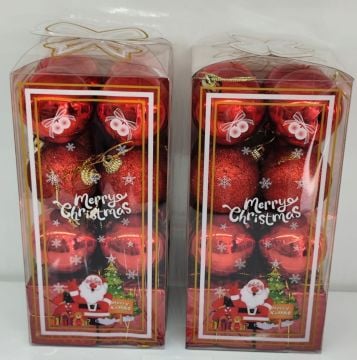 Yılbaşı Çam Ağacı Süsü Top  & Hediye Paketi (16 Parça)
