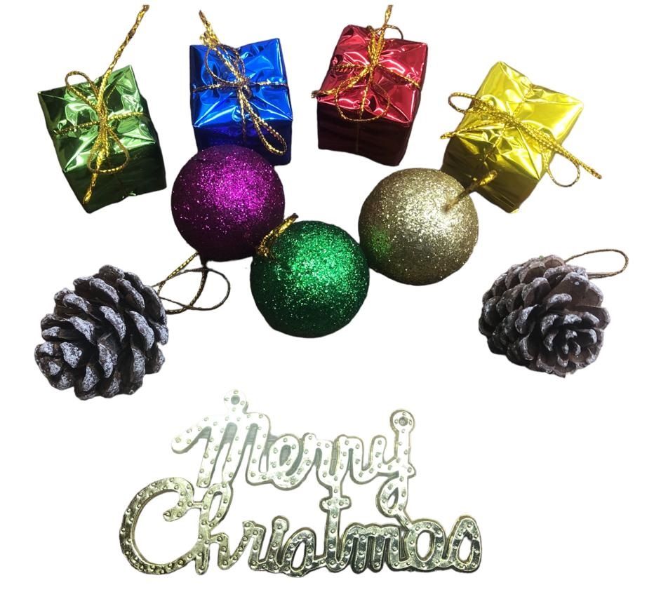 Yılbaşı & Mery Christmas Çam Ağacı Süsleri (10 Parça)