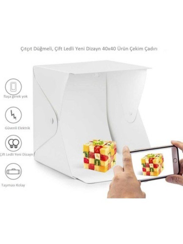 Mini Stüdyo Led Işıklı Ürün Fotoğraf Çekim Çadırı (40cm)