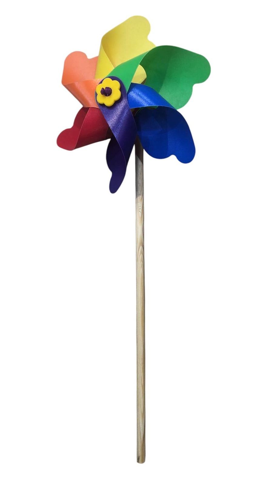 Ahşap Saplı 6 Kanatlı Rüzgar Gülü (16 cm x 41 cm)