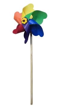 Ahşap Saplı 6 Kanatlı Rüzgar Gülü (16 cm x 41 cm)