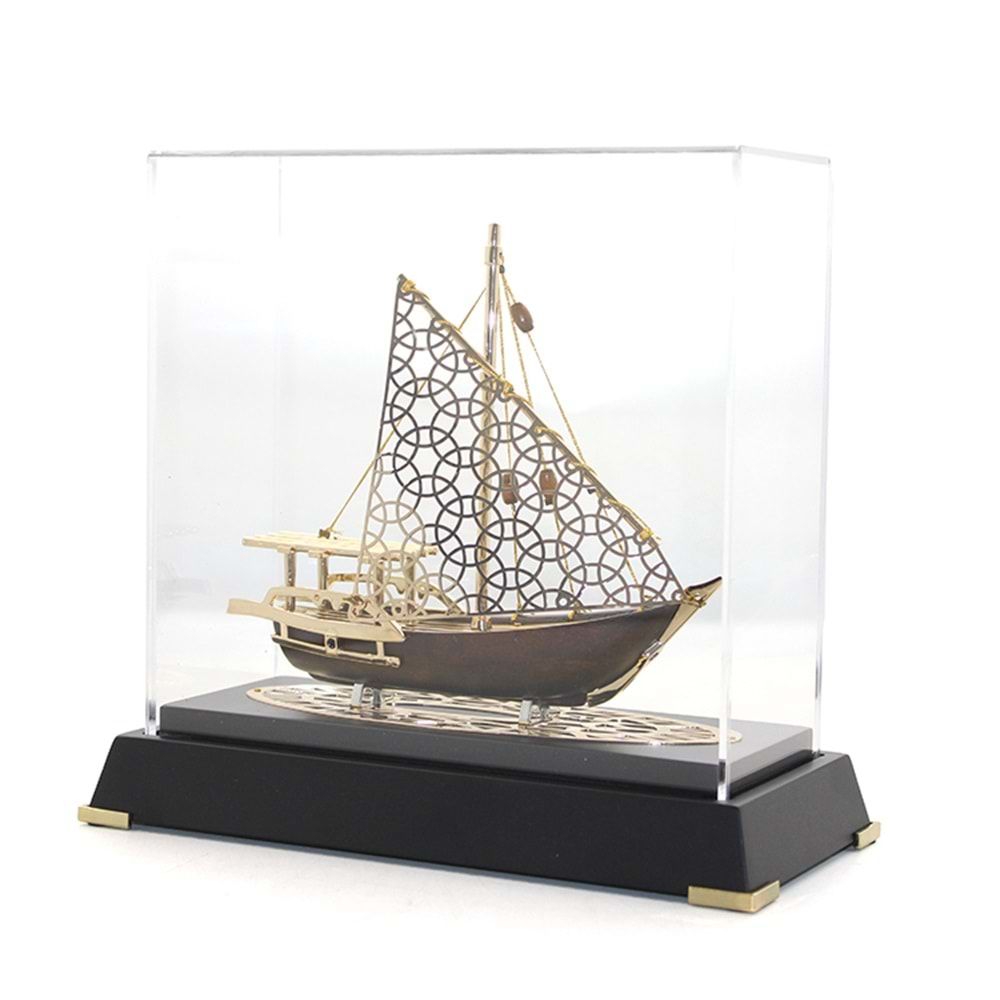 Dekoratif Pirinç Gemi Biblosu (23cm x 21cm)