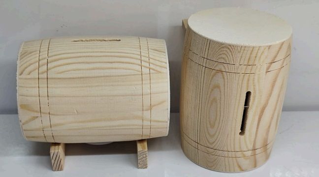 Ahşap Fıçı Şeklinde Kumbara (11 cm)