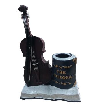 Dekoratif Polyester Keman Kalemlik Biblosu  (21 cm)