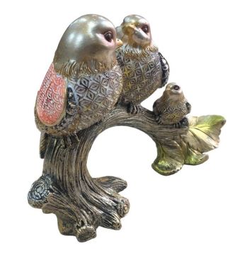 Dekoratif Polyester Kuş Ailesi Biblosu  (17 cm)