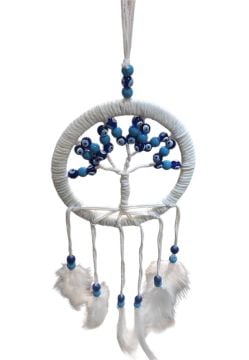 Mavi Boncuklu Hayat Ağacı Rüya Düş Kapanı Dream Catcher (14cmx50cm)