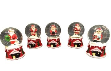 Mini Noel Baba Ev Tasarımlı Yılbaşı Cam Kar Küresi