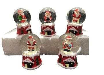 Mini Noel Baba Ev Tasarımlı Yılbaşı Cam Kar Küresi