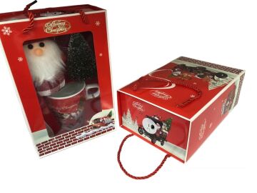 Seramik Işıklı Çam Ağacı Noel Baba Yılbaşı Kupa Bardak Seti