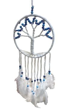 Mavi Boncuklu Hayat Ağacı Rüya Düş Kapanı Dream Catcher (20cmx66cm)