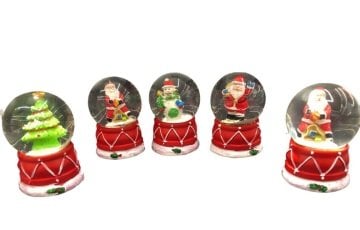 Mini Noel Baba & Kardan Adam & Çam Ağacı Cam Kar Küresi