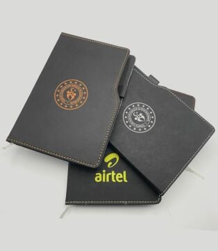 Renkli Dikişli Suni Deri Kalem Koymalı Sihirli Defter