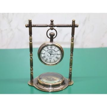 Dekoratif Pirinç Masa Üstü Saat (14cm x 9cm)