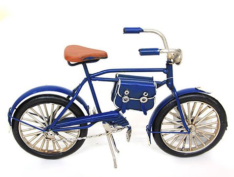 Dekoratif Metal Çantalı Bisiklet Mavi