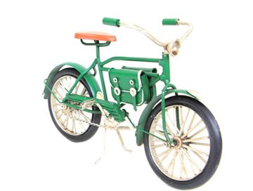 Dekoratif Metal Çantalı Bisiklet Yeşil