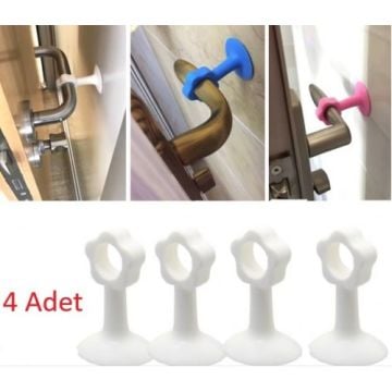 Vantuzlu Kapı Kolu Vurma Önleyici Beyaz Stoper 4'lü