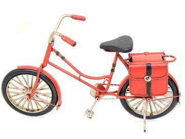 Dekoratif Metal Bisiklet Çantalı Kırmızı