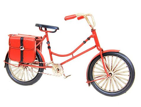 Dekoratif Metal Bisiklet Çantalı Kırmızı