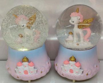 Boynuzlu Unicorn Püskürtmeli Müzikli Cam Kar Küresi