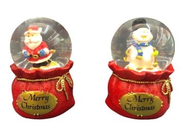 Mini Noel Baba & Kardan Adam Çuvalı Yılbaşı Cam Kar Küresi