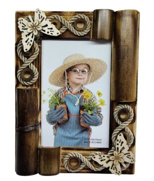 Bambu Masa Üstü Kelebekli Fotoğraf Çerçevesi (10 cm x 15 cm)