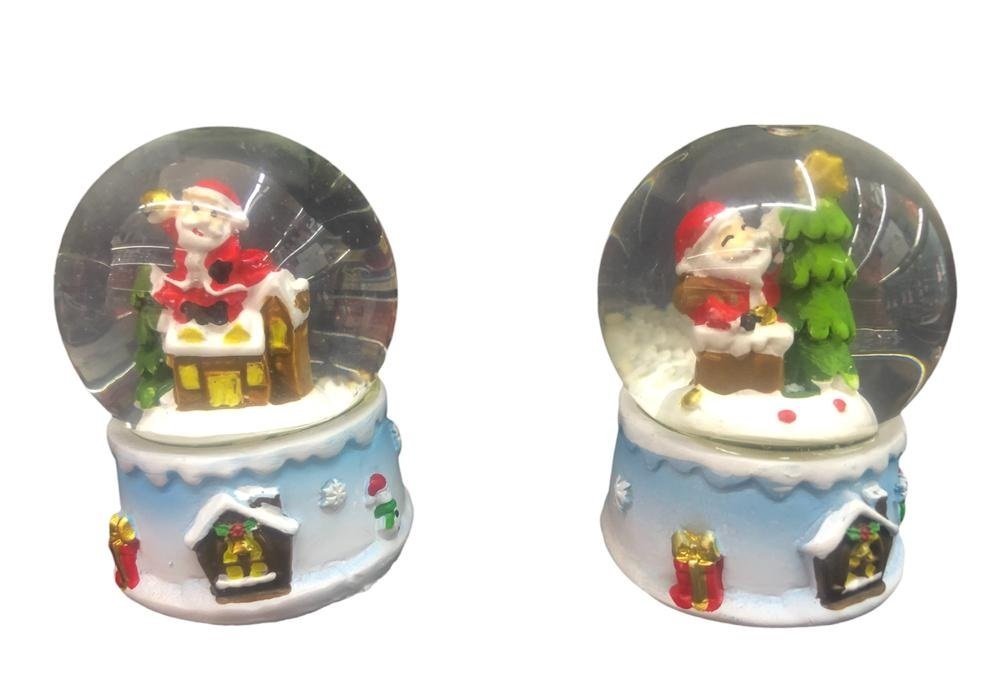 Mini Noel Baba Ev ve Çam Ağacı Tasarımlı Yılbaşı Cam Kar Küresi