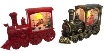 Dekoratif Işıklı Mumlu Noel Baba Trende Yılbaşı Biblosu